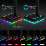 Headphone Stand, RGB Gaming Headset Holder with 2 USB Charger Ports & 10 Lighting Modes for Desktop PC Game Earphone Accessories - Image 4