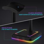 Headphone Stand, RGB Gaming Headset Holder with 2 USB Charger Ports & 10 Lighting Modes for Desktop PC Game Earphone Accessories - Image 6