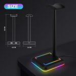 Headphone Stand, RGB Gaming Headset Holder with 2 USB Charger Ports & 10 Lighting Modes for Desktop PC Game Earphone Accessories - Image 7