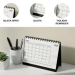 Black Wiro January 2026 to December 2026 Desk Calendar with Motivational Quotes | A5 Black and White Table Calendar | 170 GSM - Image 4