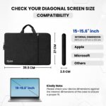 Dyazo 15.6 Inch Laptop Sleeve Case with Handle & Charger Pouch | Water-Resistant Shockproof Protective Front Accessories Pocket Bag | Compatible for Dell, HP, Lenovo, MacBook & More Notebooks (Black) - Image 3