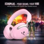 PunnkFunnk Wireless Over-Ear Bluetooth Headphones – Deep Bass, Noise Isolation, Soft Cushioned Earcups, Foldable Lightweight Design, HD Mic for Gaming, Music & Calls (Pink) - Image 3
