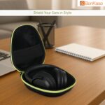 BonKaso Headphone Carrying Case – Hard Shell Vinyl Protective Case Compatible with Boat Rockerz 550, Sony WH-CH510/CH710N, HyperX Cloud | Portable Earpads Storage Pouch – Black & Green, 1 Count - Image 3