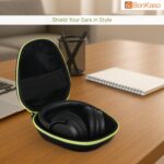 BonKaso Headphone Carrying Case – Hard Shell Vinyl Protective Case Compatible with Boat Rockerz 550, Sony WH-CH510/CH710N, HyperX Cloud | Portable Earpads Storage Pouch – Black & Green, 1 Count - Image 4