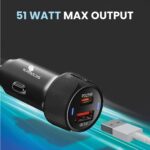 Kratos 51W Dual Port Car Charger (PD + QC) | Car Mobile Charger Fast Charging | Compact Car Charger Type C | 12V Car Charging Adapter for All Smartphones - Image 3