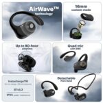 Noise Pure Pods Wireless Open Ear Earbuds with AirWave™ Technology,Up-to 80H Playtime,Quad Mic with ENC,16mm Neodymium Dynamic Driver,Detachable Pure Band,BTv5.3 (Power Black) - Image 3