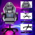 Casa Copenhagen Designed in Denmark, High-Back Fabric Gaming Ergonomic Chair with Advanced Mechanism & Electric Back Massager, Luxurious Memory Foam Seating & Multi Function Arm-Rest - Grey & Grey - Image 3