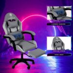 Casa Copenhagen Designed in Denmark, High-Back Fabric Gaming Ergonomic Chair with Advanced Mechanism & Electric Back Massager, Luxurious Memory Foam Seating & Multi Function Arm-Rest - Grey & Grey - Image 4