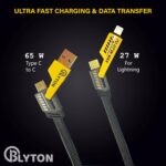 Blyton 4-in-1 65W Type-C to C Fast Charging & Data Cable | Type-C, Type-A and Ports | Compatible with iPhone, Android, Laptops, 1.2M - Image 4