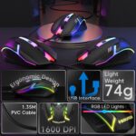 Sounce Nitro Wired Gaming USB Mouse 800/1200/1600 DPI Optical Sensor, 4-Level Adjustable DPI, RGB Lighting, Smooth Tracking, Ergonomic Grip, Plug & Play for Laptop & PC (Black) - Image 3