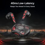 pTron Zenbuds Nova w/ 40ms Low-Latency Gaming, 55Hrs Playtime, Dual HD Mic & TruTalk AI-ENC Calls, App Support, Pristine Sound, V5.4 Bluetooth Headphones, RGB Lights, Voice Assistant, IPX5 (Black) - Image 4