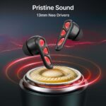 pTron Zenbuds Nova w/ 40ms Low-Latency Gaming, 55Hrs Playtime, Dual HD Mic & TruTalk AI-ENC Calls, App Support, Pristine Sound, V5.4 Bluetooth Headphones, RGB Lights, Voice Assistant, IPX5 (Black) - Image 5
