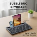 Toreto Bubble Duo Wireless Keyboard with Bluetooth 5.0 & 2.4GHz Dual Mode, Smart Slot Holder, Type-C Charging, Compatible with iOS/Windows/Android – Slim & Portable Design (Grey) - Image 3