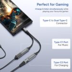 Ambrane 2 in 1 Type C to Type C Audio & Charging Connector, Perfect for Playing Music/Gaming while Charging For All Type C Devices, Android, iPhone 16/15/Plus/Pro/Max, Macbook, Laptop (AOTG-CC1,Black) - Image 3