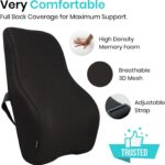 Lumbar Back Support for Car Seat | 2 Years Warranty | Orthopedic Memory Foam Cushion for Back Pain Relief, Office Chair, Sofa Back Rest for Bed, Ergonomic Lumbar Cushion (Back Rest Black) - Image 3