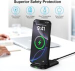 GIANAC 15W Fast Wireless Charger Qi Certified Foldable Charging Stand Compatible for iPhone 17/17 Air/17 Pro/17 Pro Max, 16/16 Plus/16 Pro/16 Pro Max, 15/14/13/12/11 Series- Black - Image 5
