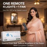 Blackt Electrotech Update Wireless Remote Control Switch System for 4 Lights and 1 Fan Speed Regulation Long Range (RF Remote) 230 V, White - Image 4