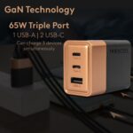 DURACELL 65 Watts Fast Wall Charger Adapter, 3 Port, 1 USB A, 2USB C,Fast Charging Compatible with iPhone, iPad, Samsung Galaxy, Note, Redmi, Mi, Oneplus, Oppo, Vivo Smartphones, DU068 - Image 3