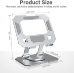 Laptop Stand with 360° Rotating Base, Ergonomic Computer Riser for Desk, Adjutable Height Muti-Angle, Foldable Laptop Mount & Desk Accessories (Silver) - Image 3