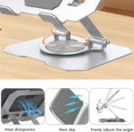 Laptop Stand with 360° Rotating Base, Ergonomic Computer Riser for Desk, Adjutable Height Muti-Angle, Foldable Laptop Mount & Desk Accessories (Silver) - Image 6
