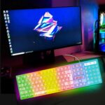 Ant Esports MK1720 Pro Wired Transparent Gaming Keyboard | 104 Keys Membrane Keyboard | Black & White Keycaps | Rainbow LED Backlight | USB Plug & Play |10M Click Lifespan for PC, Laptop, Mac* & Linux - Image 4