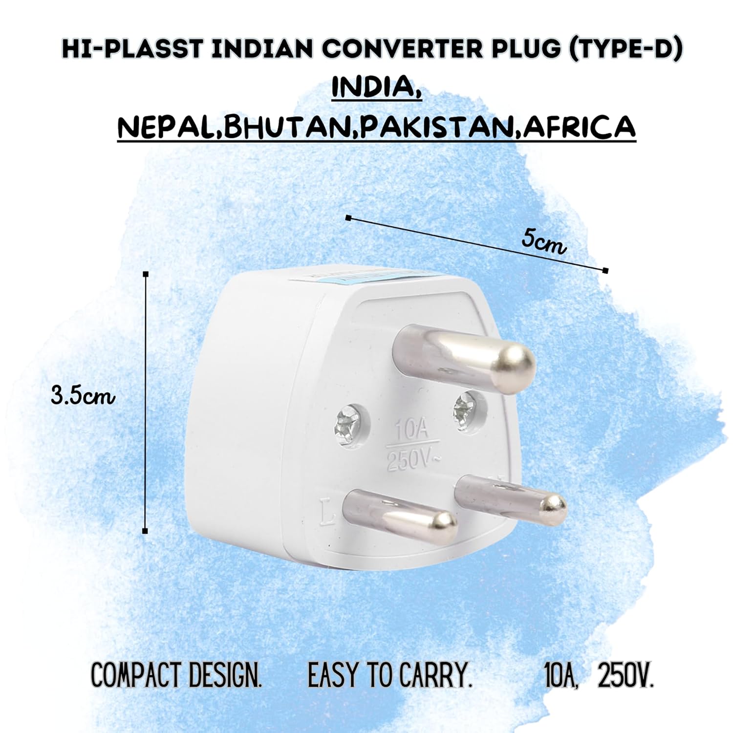 Hi-PLASST (2pc) Universal Travel Adapter Plug - Type D Converter for USA, UK, Canada, Europe to India - 3-Pin Round Socket for Laptop, Camera, Mobile Charger - Pack of 2 | Worldwide Compatibility - Image 4