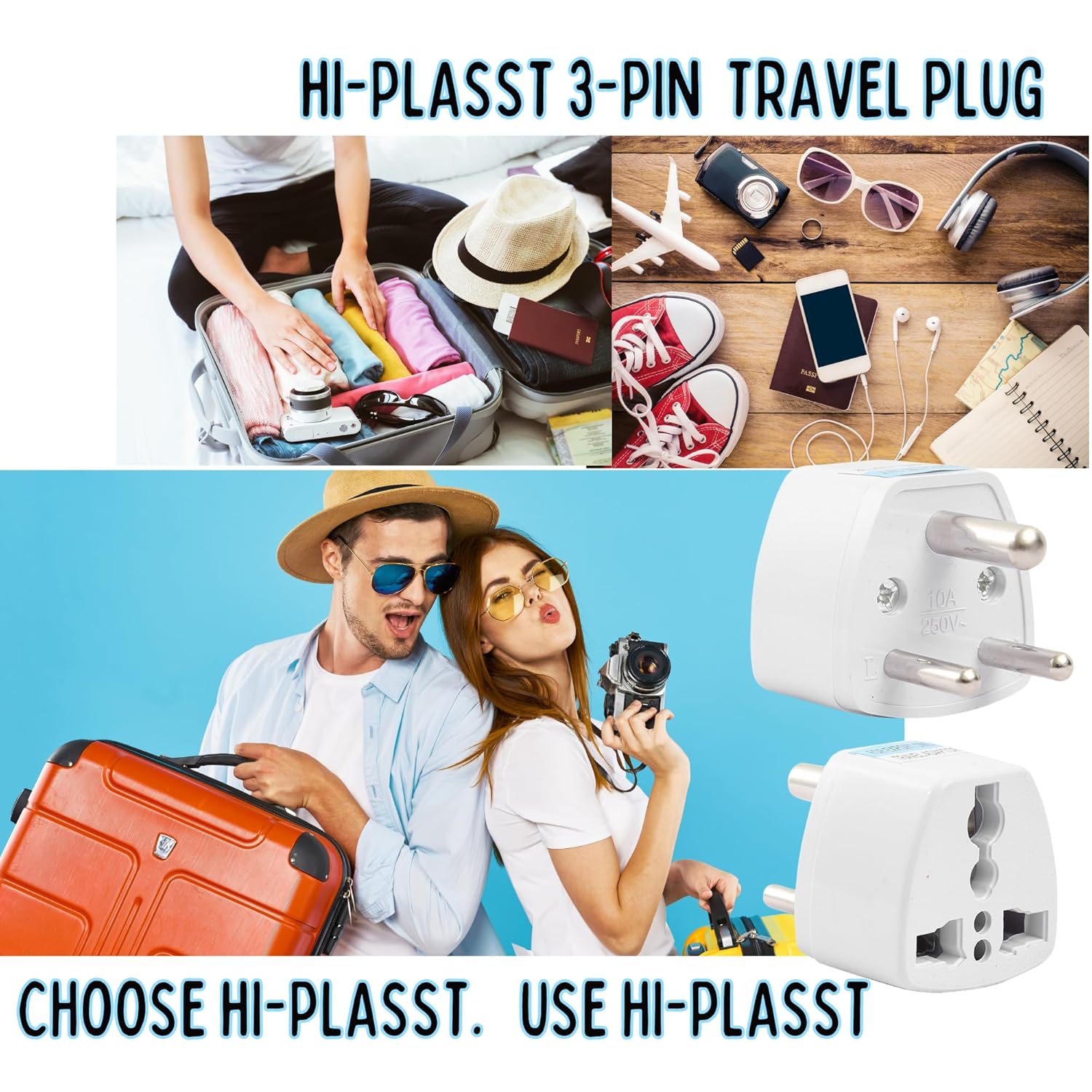 Hi-PLASST (2pc) Universal Travel Adapter Plug - Type D Converter for USA, UK, Canada, Europe to India - 3-Pin Round Socket for Laptop, Camera, Mobile Charger - Pack of 2 | Worldwide Compatibility - Image 9