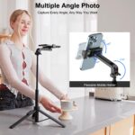 Selfie Stick Tripod Portable 50" Extendable Bluetooth Mobile Tripod with 360° Adjustable Holder, Phone Stand for Video Recording Shooting Vlogging YouTube Cooking, Black - Image 3