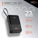 Callmate 10000mAh Flashlight Power Bank, 23W Fast Charging | Buit in Cables | 5 Output Ports and 3 Input | Digital Display (23 W, Power Delivery 3.0) (Black, Lithium Polymer) - Image 3