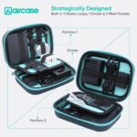 AirCase Electronics Organizer Bag with Shockproof EVA Hardshell & Soft Lining, 2 Mesh Pockets, 11 Elastic Loops | Gadget Organizer for HDD/SSD, Power Bank, Cables, Adapters, Chargers, Gadgets (Grey) - Image 5