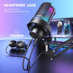 FIFINE A8T Computer Gaming Microphone Kit for PC PS4/PS5,Streaming Condenser Mic with Boom Arm Stand, Tap to Mute, Mute Button Gain Control for Podcast, YouTube, Black - Image 5