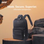 acer Business Laptops Backpack 15.6" for Men, Women, Boys, Girls | Premium bags for Gift- Water Resistant, USB Charging Port, Multiple Pockets & Trolley Strap - Black - Image 4