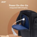 acer Business Laptops Backpack 15.6" for Men, Women, Boys, Girls | Premium bags for Gift- Water Resistant, USB Charging Port, Multiple Pockets & Trolley Strap - Black - Image 6