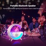 G Shape Bluetooth Speaker with 15W Wireless Charger, Rechargeable Multifunction Desk Lamp with Color Changing Light, FM Radio & AUX, Bedside Table Lamp for Home & Office - Image 3
