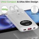 UltraProlink Power Bank 10000mah Fast Charging|22.5W QC-PD -PPS Fast Charging Battery Bank|with USB-C & iPhone Cable|Digital Display|Power Bank for Tablets & Smartphones|Juice-Up Slim|UM1330 - Image 3