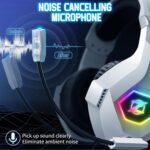 Ozeino Gaming Headset for PS5 PS4 PC, Over-Ear Headphones with Surround Sound & RGB Light for Xbox one Switch Mac Laptop (white) - Image 3