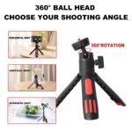 Mini Tripod Stand for Video & Camera, Sturdy Metal Tripod with 360° Ball Head, Adjustable Height Phone Holder for GoPro, iPhone, DSLR - Image 3