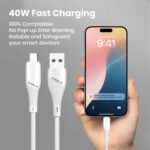 AIBEX USB-A to Type-C 20cm Powerbank Cable 3.4A Fast Charging & Data Sync Short Cord Compatible with Samsung, OnePlus, Xiaomi, Realme, Vivo, Oppo, Google Pixel, iPad, Tablets, Laptops, Travel (White) - Image 3