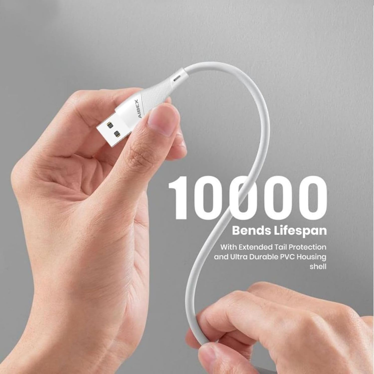 AIBEX USB-A to Type-C 20cm Powerbank Cable 3.4A Fast Charging & Data Sync Short Cord Compatible with Samsung, OnePlus, Xiaomi, Realme, Vivo, Oppo, Google Pixel, iPad, Tablets, Laptops, Travel (White) - Image 3