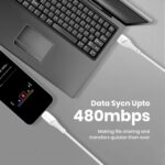 AIBEX USB-A to Type-C 20cm Powerbank Cable 3.4A Fast Charging & Data Sync Short Cord Compatible with Samsung, OnePlus, Xiaomi, Realme, Vivo, Oppo, Google Pixel, iPad, Tablets, Laptops, Travel (White) - Image 4