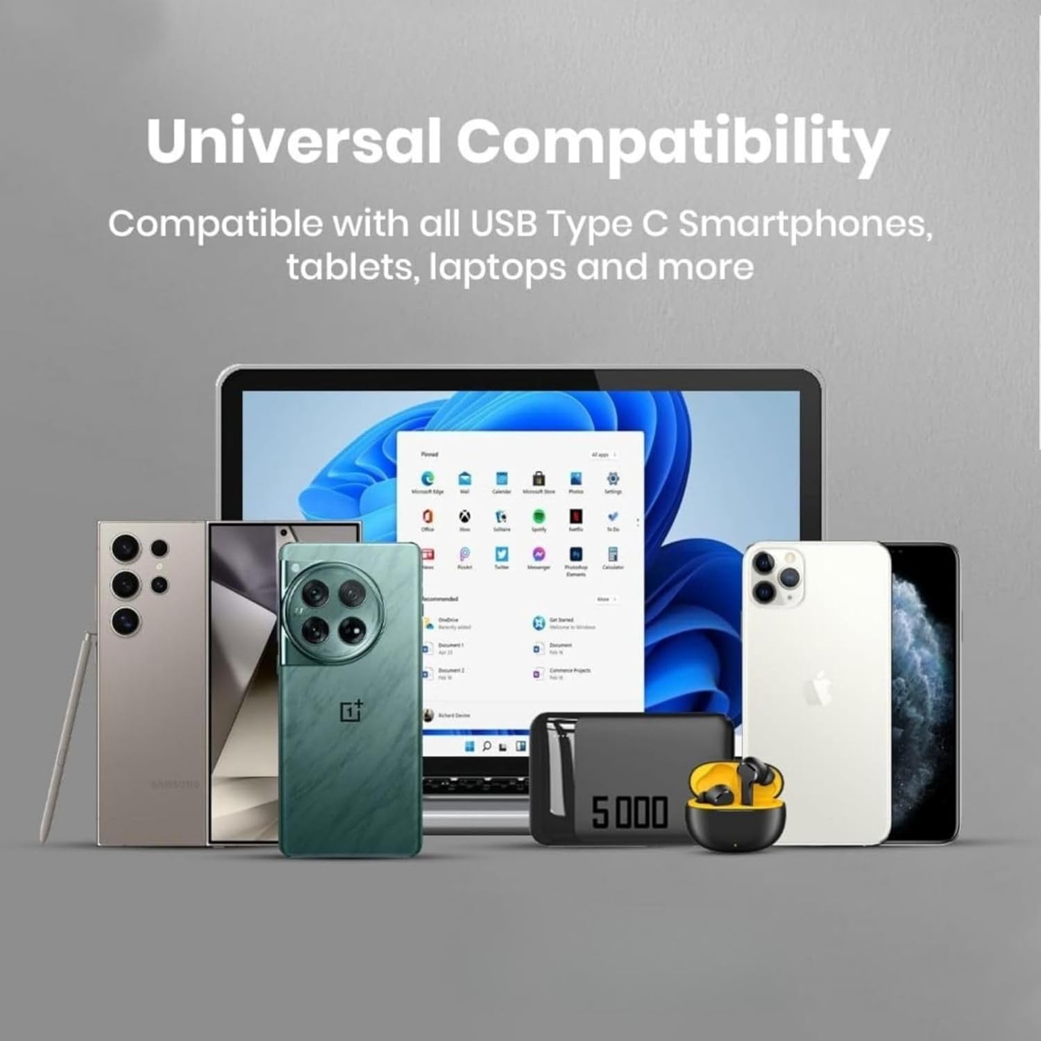AIBEX USB-A to Type-C 20cm Powerbank Cable 3.4A Fast Charging & Data Sync Short Cord Compatible with Samsung, OnePlus, Xiaomi, Realme, Vivo, Oppo, Google Pixel, iPad, Tablets, Laptops, Travel (White) - Image 6