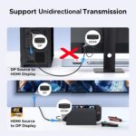 HDMI to DisplayPort Cable (4K 60Hz) 6FT Uni-Directional HDMI 2.0 Computer to DP 1.2 Screen Adapter Display Port Cord Compatible with PC, Laptop, Gaming Console, Computer (Black) - Image 4