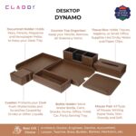 CLADD INTERNATIONAL Vegan Leather Complete All-In-One Multipurpose Personal Desk Organizer | Tissue Holder | Document Holder| Mouse Pad | Tissue Box | Bottle Tray | Brown,Rectangular, Square - Image 4