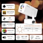 XElectron Techno Android 13 Smart Projector, 1080P & 4K Support, Bass Speaker, Rotatable Design, Remote Focus, Auto Keystone with Netflix, Prime, YouTube, etc, WiFi & BT, Screen Mirroring, 720P Native - Image 4
