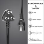FEDUS 16A 250v Heavy Duty Copper Power Cord, 3 Meter 16 Amp Indian Plug to IEC 13 Socket, Pin Cord for Computer Machine, PC, Desktop, SMPS, Supply - Image 5