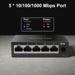 5 Port Gigabit Unmanaged Ethernet Switch, AUMOX PRO Home Network Hub, Office Ethernet Splitter, Plug-and-Play, Silent Operation, Desktop or Wall Mount, Fanless Metal Design - Image 3