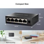 5 Port Gigabit Unmanaged Ethernet Switch, AUMOX PRO Home Network Hub, Office Ethernet Splitter, Plug-and-Play, Silent Operation, Desktop or Wall Mount, Fanless Metal Design - Image 4
