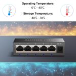 5 Port Gigabit Unmanaged Ethernet Switch, AUMOX PRO Home Network Hub, Office Ethernet Splitter, Plug-and-Play, Silent Operation, Desktop or Wall Mount, Fanless Metal Design - Image 5