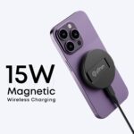 pTron Dynamo Ring V2 15W Magnetic Wireless Charger, Compatible with iPhone 15/14/13/12 Series, Samsung & Other Qi2 Enabled Devices, Compact & Sleek, 3A Type-C to Type-C 1m Cable Included (Black) - Image 4