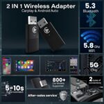 Carlizem Cortex A9 Processor 2025 Wireless Carplay & Android Auto Adapter 2-in-1 | Quick Connection & Auto Reconnect Lag Free | Bluetooth 5.3 & 5.8Ghz WiFi| Easy to Use & Setup iOS & Android - Image 3